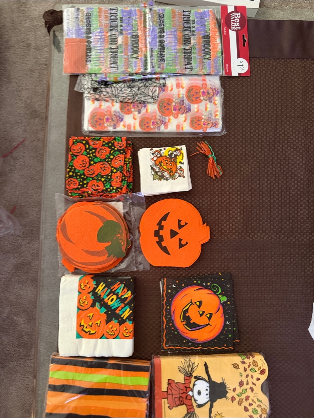 Lot of Festive Halloween Napkins and cello bags